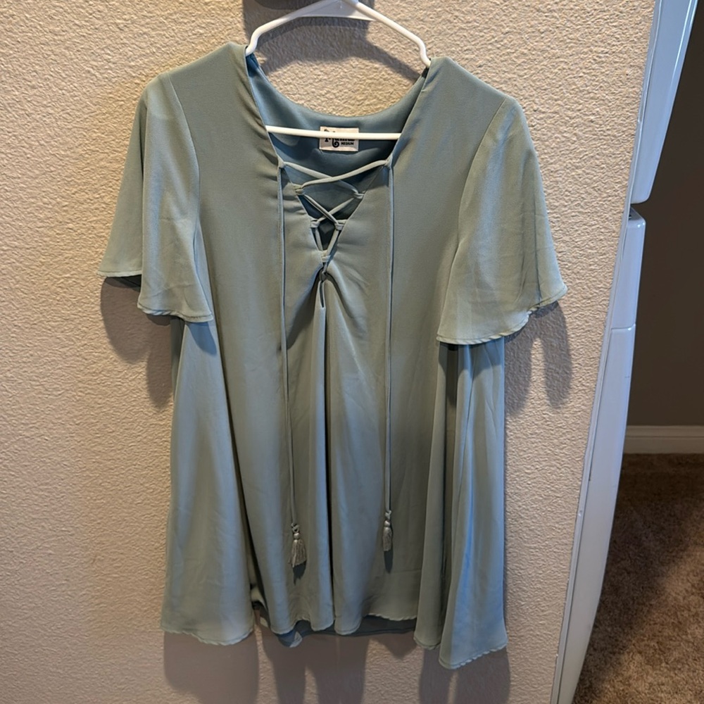 Show Me Your Mumu Sage Green Lace-Up Dress – Size Medium